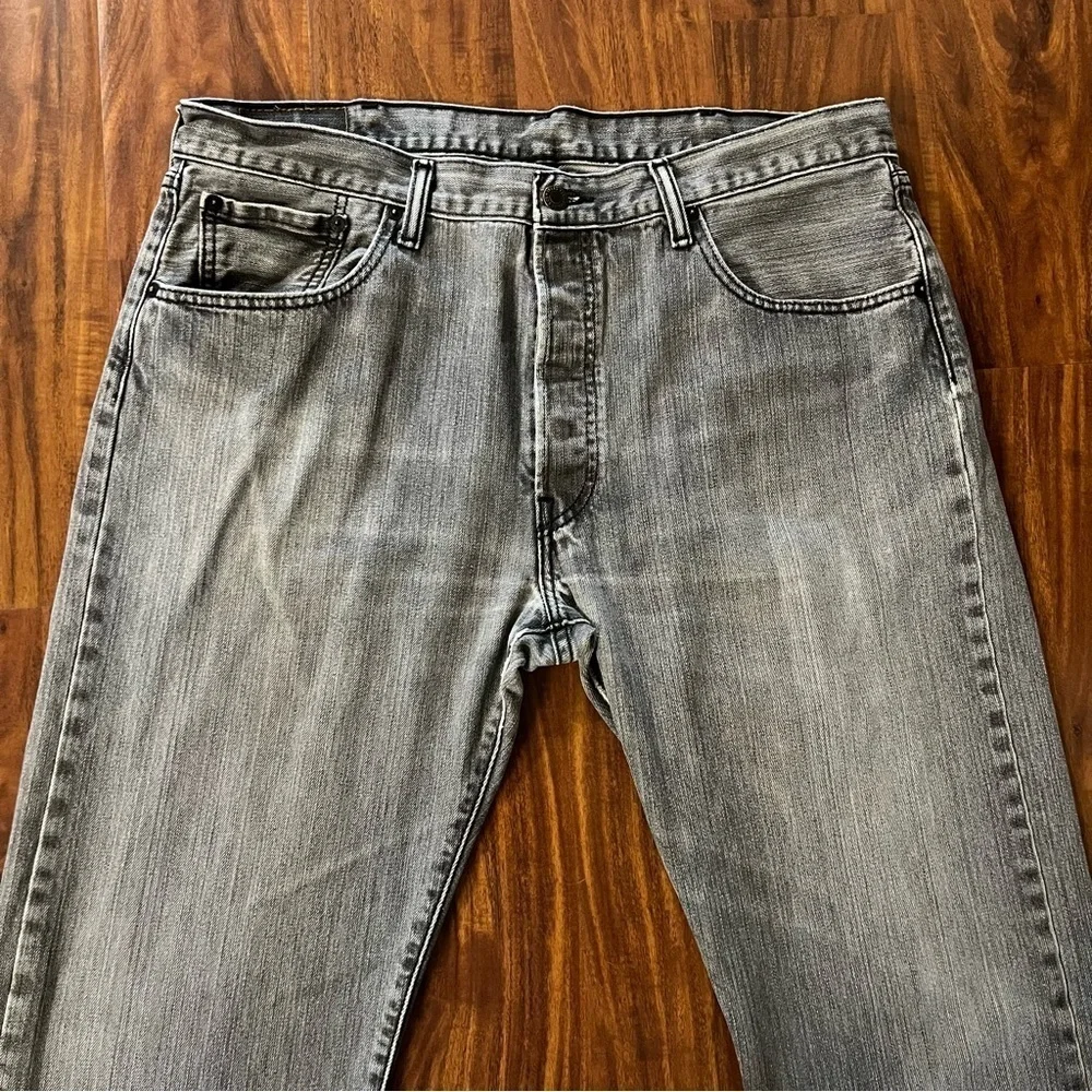 Levi’s 501 Straight Leg Faded Black Button Fly Jeans size 38 x 30